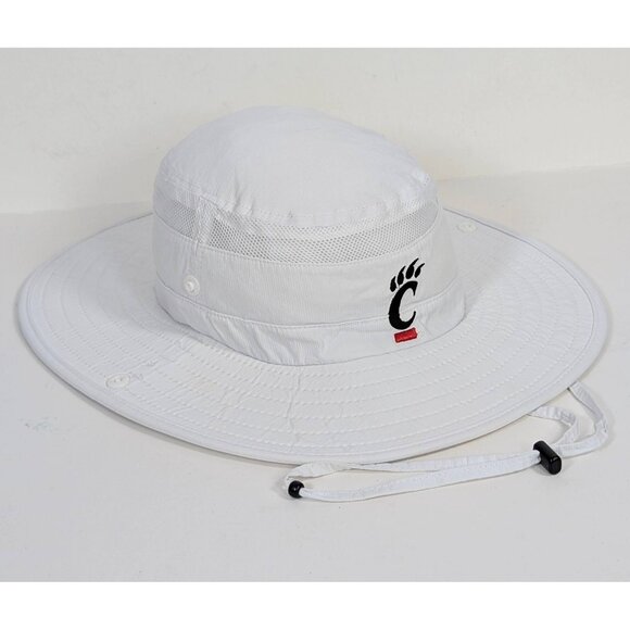 Adidas UC Cincinnati Bearcats L/XL Hat Boonie Safari White Bucket Drawstring - Picture 1 of 5